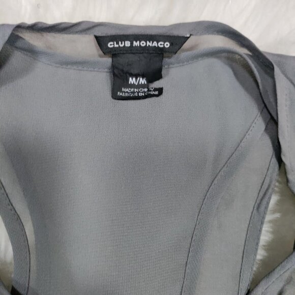 Club Monaco Sleeveless Ruffle Blouse Gray Silk And Polyester Women's M - Picture 5 of 10